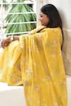 Shop_Vaayu_Yellow Printed Floral Applique Embroidered Saree 