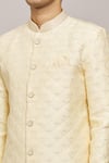 Shop_Aryavir Malhotra_Gold Sherwani Zari Jacquard Textured Diamond Pattern With Churidar _Online_at_Aza_Fashions