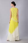 Shop_Keith Gomes_Yellow Georgette Embroidery Sequin Applique V Neck Ombre Tunic And Palazzo Set _at_Aza_Fashions