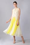 Buy_Keith Gomes_Ivory Chiffon, Crepe Beads, Tassels, Sequins Keyhole Embroidered Dress With Slip _at_Aza_Fashions