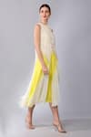 Buy_Keith Gomes_Ivory Chiffon, Crepe Beads, Tassels, Sequins Keyhole Embroidered Dress With Slip _Online_at_Aza_Fashions