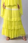 Buy_Keith Gomes_Yellow Georgette, Silk Organza Pearls, Yoke Embroidered Cape Tunic And Palazzo Set _Online_at_Aza_Fashions