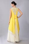 Shop_Keith Gomes_Yellow Silk Organza Pearls, Sequins, Yoke Embroidered Tunic And Palazzo Set _at_Aza_Fashions
