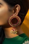 Buy_Kanyaadhan By Dhirajaayushi_Red Beads Thread Embroidered Jhumkas _at_Aza_Fashions
