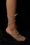 Sana K luxurious Footwear_Black Stones String Embellished Strapped Heels _Online_at_Aza_Fashions
