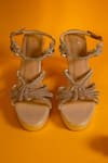 Shop_Sana K Luxurious Footwear_White Rhinestones Embellished Miss D Heels _at_Aza_Fashions