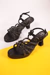 Buy_Sana K luxurious Footwear_Black Rhinestones Miss D Embellished Heels _at_Aza_Fashions