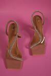 Shop_Sana K luxurious Footwear_Pink Rhinestones Embellished S Strap Heels _at_Aza_Fashions