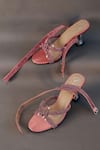 Buy_Sana K luxurious Footwear_Pink Rhinestones Embellished Spool Heels _at_Aza_Fashions