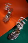 Shop_Sana K luxurious Footwear_Silver Crystals Embellished Stone Spring Strap Heels _at_Aza_Fashions