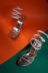 Buy_Sana K luxurious Footwear_Silver Stone Embellished Spring Strap Heels _at_Aza_Fashions