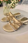Buy_Sana K luxurious Footwear_Gold Rhinestones Snitch Embellished Heels _at_Aza_Fashions