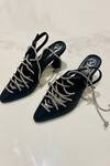 Buy_Sana K luxurious Footwear_Black Stones, Rhinestones Stringy Sneaker Embellished Heels _at_Aza_Fashions
