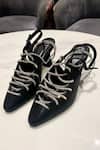 Sana K luxurious Footwear_Black Stones, Rhinestones Stringy Sneaker Embellished Heels _Online_at_Aza_Fashions