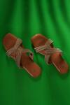 Buy_Sana K Luxurious Footwear_Beige Stone Embellished String Cord Flats _Online_at_Aza_Fashions