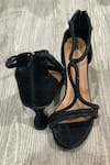 Shop_Sana K luxurious Footwear_Black Embellished Beauty Stone Heels _Online_at_Aza_Fashions