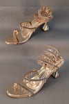 Buy_Sana K luxurious Footwear_Gold Embellished Stone Spring Heels _at_Aza_Fashions