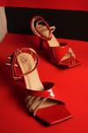 Buy_Sana K luxurious Footwear_Red Crystals Elle Stone Embellished Heels _at_Aza_Fashions