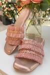 Buy Sana K luxurious Footwear Pink Frill Embellished Sliders at Aza Fashions Buy_Sana K luxurious Footwear_Pink Frill Embellished Sliders _at_Aza_Fashions