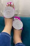 Buy_Sana K luxurious Footwear_Pink Globe Rhinestone Embellished Flats _Online_at_Aza_Fashions