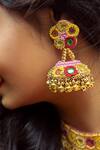 Buy_Kanyaadhan By Dhirajaayushi_Multi Color Beads Floral Embroidered Jhumkas _at_Aza_Fashions