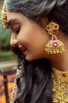 Shop_Kanyaadhan By Dhirajaayushi_Multi Color Beads Floral Embroidered Jhumkas _at_Aza_Fashions