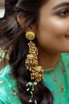 Buy_Kanyaadhan By Dhirajaayushi_Yellow Beads Ghungroo Embroidered Danglers _at_Aza_Fashions