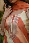 KARAJ JAIPUR_Orange Kurta- Chanderi Embroidered Gota Patti Leheriya Straight Set _at_Aza_Fashions
