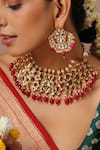 Buy_Swabhimann_Red Pearls Kundan Embellished Choker Set _at_Aza_Fashions