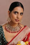 Shop_Swabhimann_Red Pearls Kundan Embellished Choker Set _Online_at_Aza_Fashions