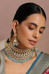 Buy_Swabhimann_Blue Beads Polki Embellished Layered Choker Set _at_Aza_Fashions