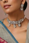 Buy_SWABHIMANN_Silver Plated Polki Embellished Choker Set _at_Aza_Fashions