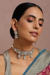 Shop_SWABHIMANN_Silver Plated Polki Embellished Choker Set _Online_at_Aza_Fashions