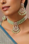 Buy_Swabhimann_Green Beads, Diamonds Multi-layered Choker Set _at_Aza_Fashions