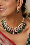 Buy_Swabhimann_Green Pearls, Diamonds Kundan Embellished Necklace Set _at_Aza_Fashions