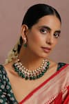 Swabhimann_Green Pearls, Diamonds Kundan Embellished Necklace Set _Online_at_Aza_Fashions