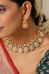 Buy_Swabhimann_Gold Plated Diamonds, Stones Floral Shaped Necklace Set _at_Aza_Fashions