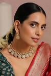Shop_Swabhimann_Gold Plated Diamonds, Stones Floral Shaped Necklace Set _Online_at_Aza_Fashions
