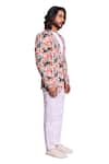 Buy_Debarun_Multi Color Malai Cotton Print Jungle Leo Blazer With Trouser _Online_at_Aza_Fashions