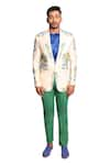 Buy_Debarun_Multi Color Malai Cotton Print Floral Dion Blazer With Trouser  _at_Aza_Fashions