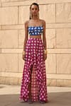 Aapro_Blue Pure Habutai Block Printed Emara Pint Bustier And Flared Skirt Set _Online_at_Aza_Fashions