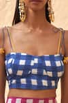 Buy_Aapro_Blue Pure Habutai Block Printed Emara Pint Bustier And Flared Skirt Set _Online_at_Aza_Fashions