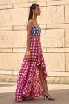 Aapro_Blue Pure Habutai Block Printed Emara Pint Bustier And Flared Skirt Set _at_Aza_Fashions