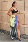 Aapro_Multi Color Pure Habutai Block Printed Nera Bustier And Flared Pant Set _at_Aza_Fashions