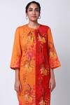 Ekastories Orange Cotton Round Neck Mul Floral Print Tunic With Pant Online at Aza Fashions Ekastories_Orange Cotton Round Neck Mul Floral Print Tunic With Pant_Online_at_Aza_Fashions
