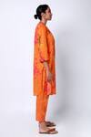 Shop Ekastories Orange Cotton Round Neck Mul Floral Print Tunic With Pant Online at Aza Fashions Shop_Ekastories_Orange Cotton Round Neck Mul Floral Print Tunic With Pant_Online_at_Aza_Fashions