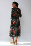 Shop_Ekastories_Black 100% Mul Cotton Printed Floral Round Iris Wheat Dress _at_Aza_Fashions