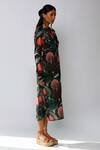 Buy_Ekastories_Black 100% Mul Cotton Printed Floral Round Iris Wheat Dress _Online_at_Aza_Fashions