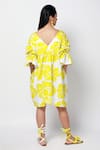 Shop_Ekastories_Green Cotton V-neck Sonder Floral Print Dress _at_Aza_Fashions