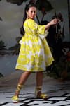 Ekastories_Green Cotton V-neck Sonder Floral Print Dress _Online_at_Aza_Fashions